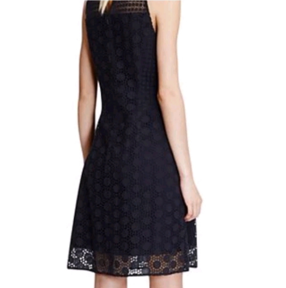 Tory Burch Hallie Eyelet Dress Navy Blue Lace A-Line Sleeveless Lined Size 2 - Picture 2 of 10